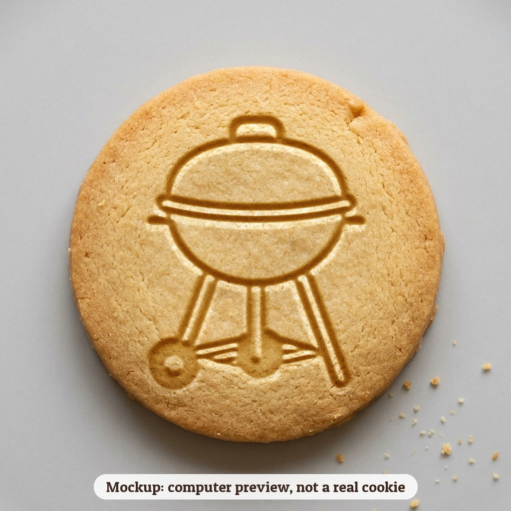 Grill cookie stamp - cookie mockup, a computer preview, not a real cookie