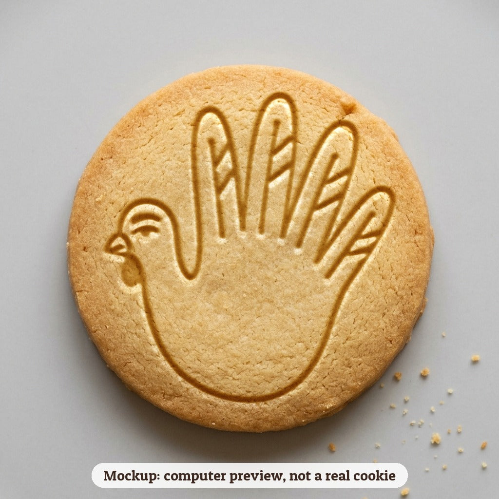 Hand Turkey cookie stamp - cookie mockup, a computer preview, not a real cookie