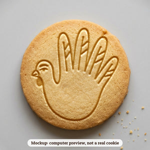 Hand Turkey cookie stamp - cookie mockup, a computer preview, not a real cookie