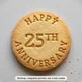 Happy 25th Anniversary cookie stamp - cookie mockup, a computer preview, not a real cookie