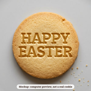 Happy Easter cookie stamp - cookie mockup, a computer preview, not a real cookie