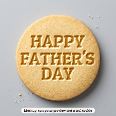 Happy Father's Day cookie stamp - cookie mockup, a computer preview, not a real cookie