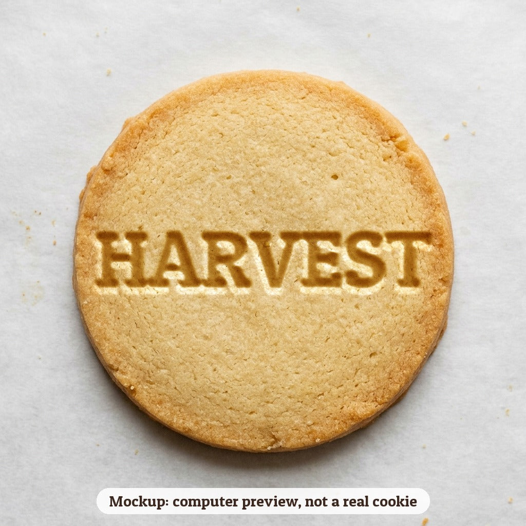 Harvest cookie stamp - cookie mockup, a computer preview, not a real cookie