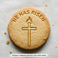 He Has Risen Cross cookie stamp - cookie mockup, a computer preview, not a real cookie