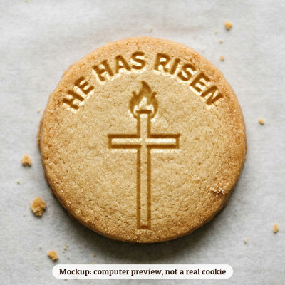 He Has Risen Cross cookie stamp - cookie mockup, a computer preview, not a real cookie