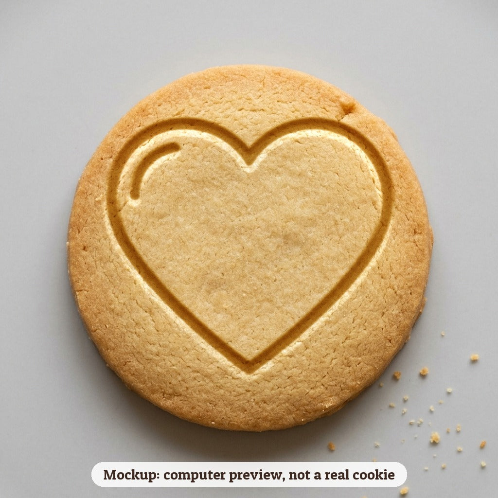 Heart cookie stamp - cookie mockup, a computer preview, not a real cookie
