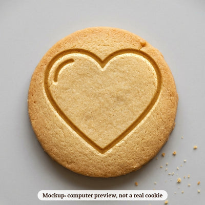 Heart cookie stamp - cookie mockup, a computer preview, not a real cookie