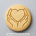 Heart in Hands cookie stamp - cookie mockup, a computer preview, not a real cookie