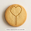 Heart Lollipop cookie stamp - cookie mockup, a computer preview, not a real cookie