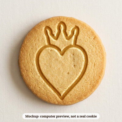 Heart with a Crown cookie stamp - cookie mockup, a computer preview, not a real cookie