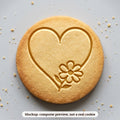 Heart with Flowers cookie stamp - cookie mockup, a computer preview, not a real cookie