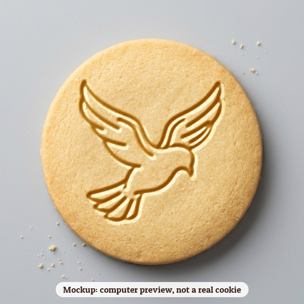 Holy Spirit Dove cookie stamp - cookie mockup, a computer preview, not a real cookie