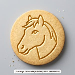 Horse cookie stamp - cookie mockup, a computer preview, not a real cookie