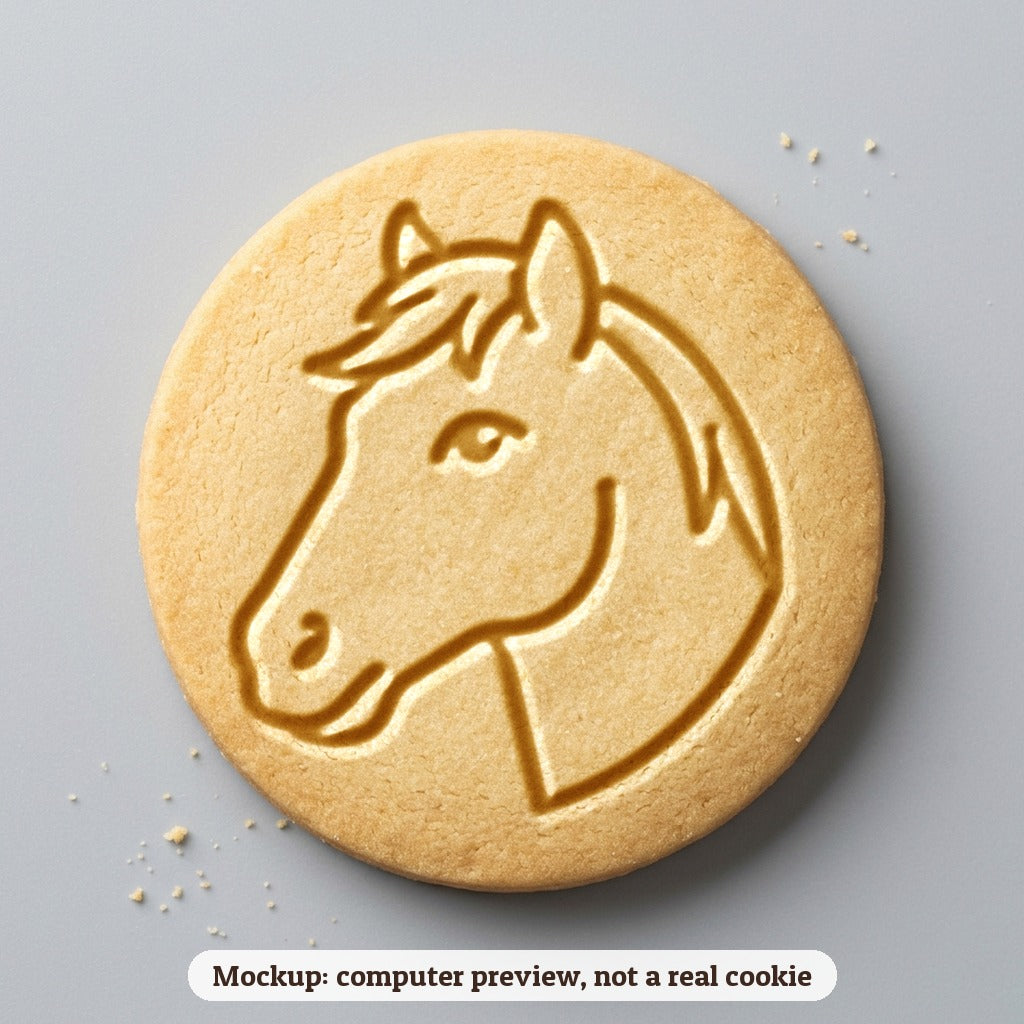 Horse cookie stamp - cookie mockup, a computer preview, not a real cookie