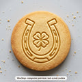 Horseshoe with a Clover cookie stamp - cookie mockup, a computer preview, not a real cookie