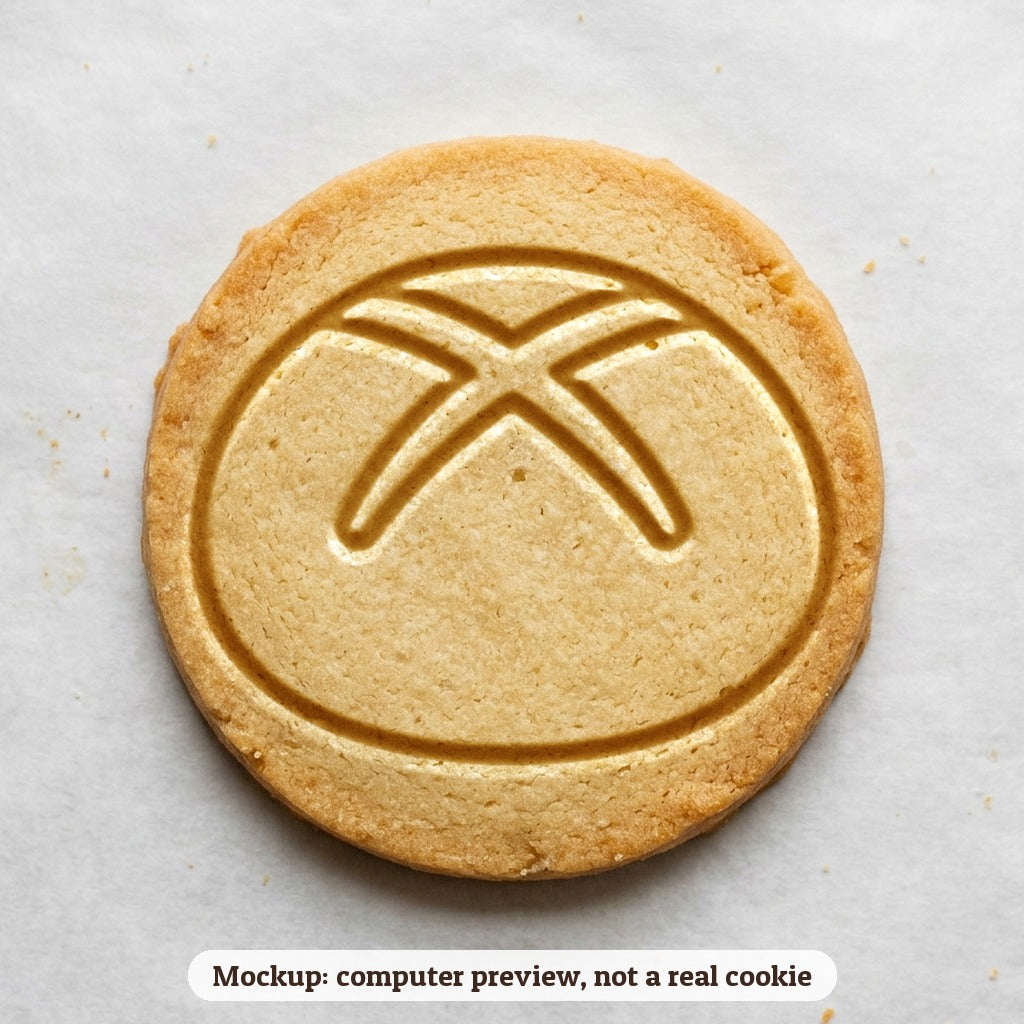 Hot Cross Bun cookie stamp - cookie mockup, a computer preview, not a real cookie