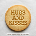 Hugs and Kisses cookie stamp - cookie mockup, a computer preview, not a real cookie