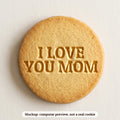 I Love You Mom cookie stamp - cookie mockup, a computer preview, not a real cookie