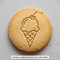 Ice Cream Cone cookie stamp - cookie mockup, a computer preview, not a real cookie