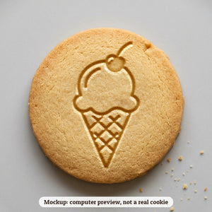 Ice Cream Cone cookie stamp - cookie mockup, a computer preview, not a real cookie