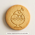 Ice Cream Sundae cookie stamp - cookie mockup, a computer preview, not a real cookie