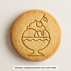 Ice Cream Sundae cookie stamp - cookie mockup, a computer preview, not a real cookie