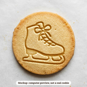 Ice Skate cookie stamp - cookie mockup, a computer preview, not a real cookie