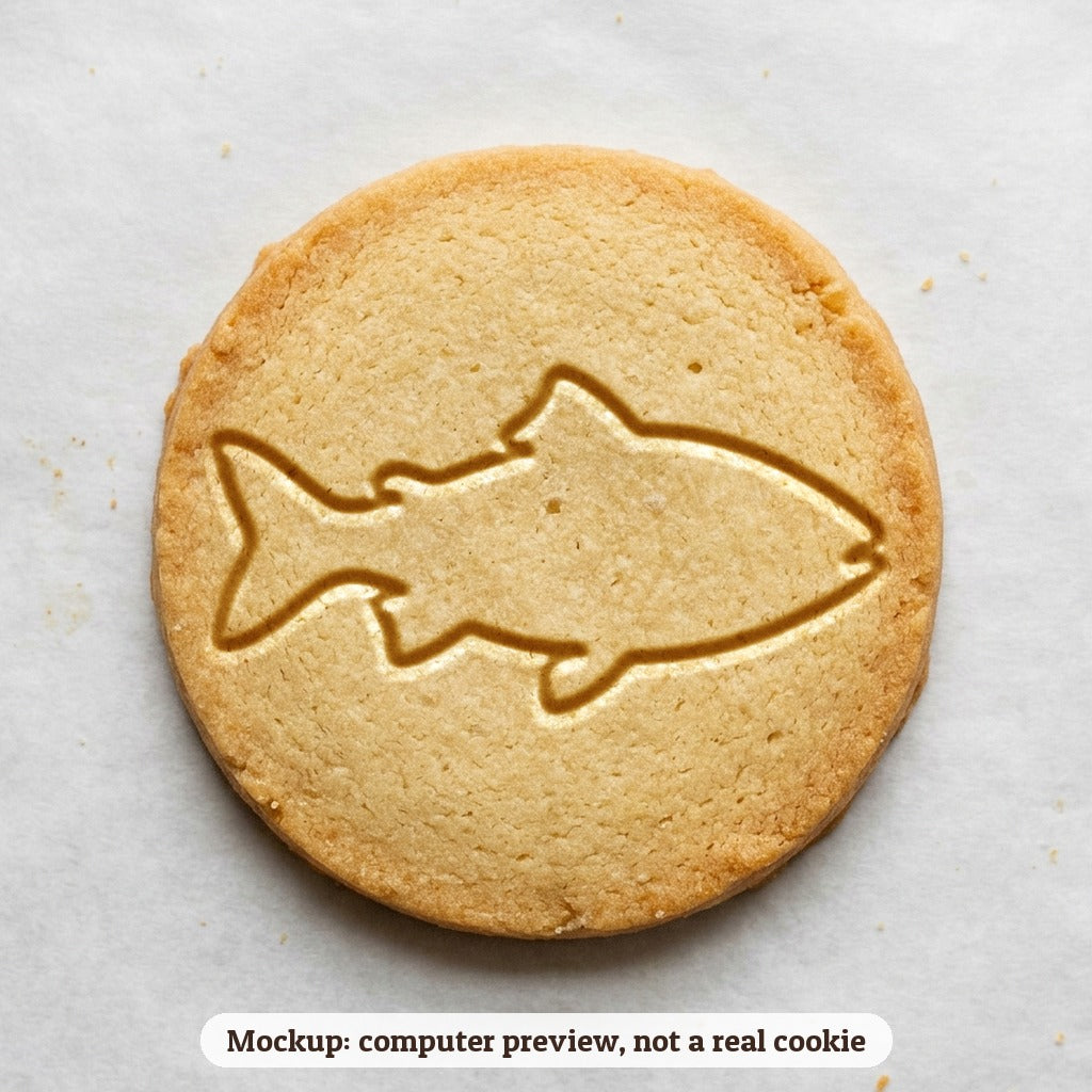 Ichthys Fish cookie stamp - cookie mockup, a computer preview, not a real cookie