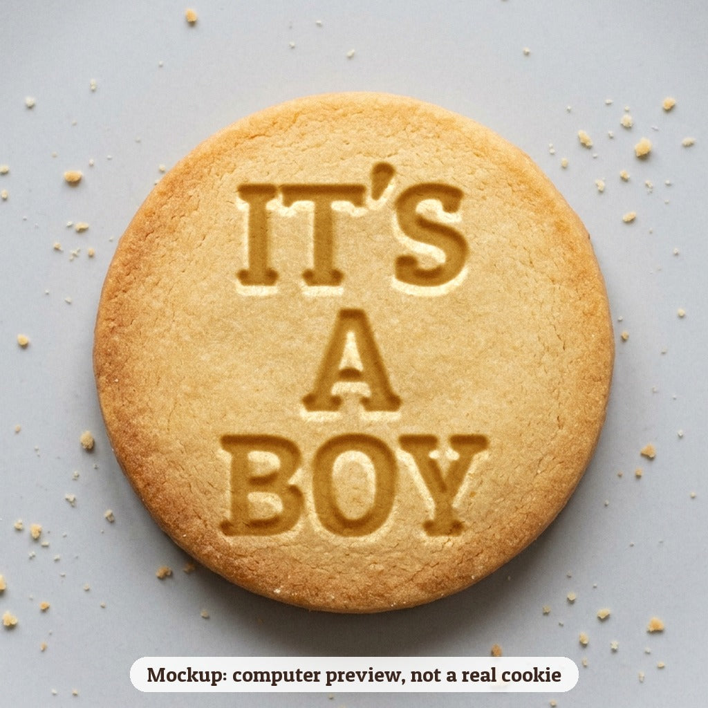 It's a Boy cookie stamp - cookie mockup, a computer preview, not a real cookie