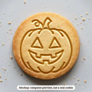 Jack-O-Lantern cookie stamp - cookie mockup, a computer preview, not a real cookie
