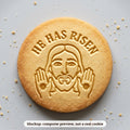 Jesus cookie stamp - cookie mockup, a computer preview, not a real cookie