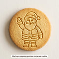 Jolly Santa Waving cookie stamp - cookie mockup, a computer preview, not a real cookie