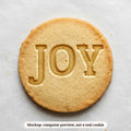 Joy cookie stamp - cookie mockup, a computer preview, not a real cookie
