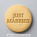 Just Married cookie stamp - cookie mockup, a computer preview, not a real cookie