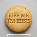 Kiss Me I'm Irish cookie stamp - cookie mockup, a computer preview, not a real cookie