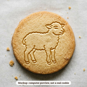 Lamb cookie stamp - cookie mockup, a computer preview, not a real cookie