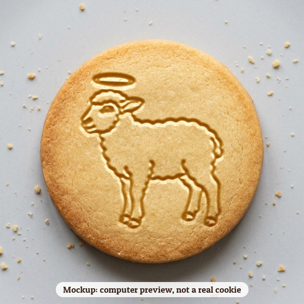 Lamb of God cookie stamp - cookie mockup, a computer preview, not a real cookie