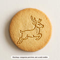 Leaping Reindeer cookie stamp - cookie mockup, a computer preview, not a real cookie