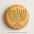 Lit Menorah cookie stamp - cookie mockup, a computer preview, not a real cookie