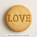 Love cookie stamp - cookie mockup, a computer preview, not a real cookie