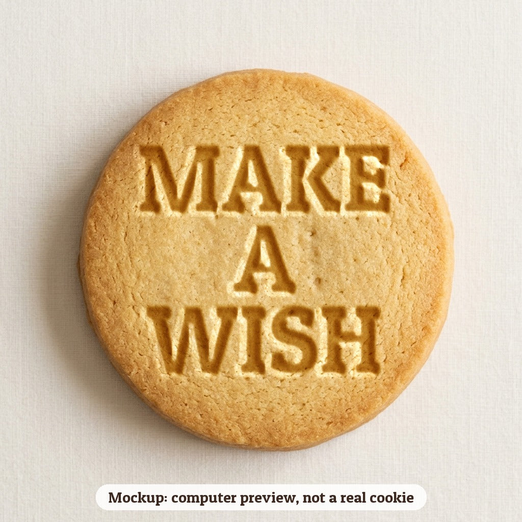 Make a Wish cookie stamp - cookie mockup, a computer preview, not a real cookie