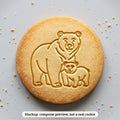 Mama Bear and Cub cookie stamp - cookie mockup, a computer preview, not a real cookie