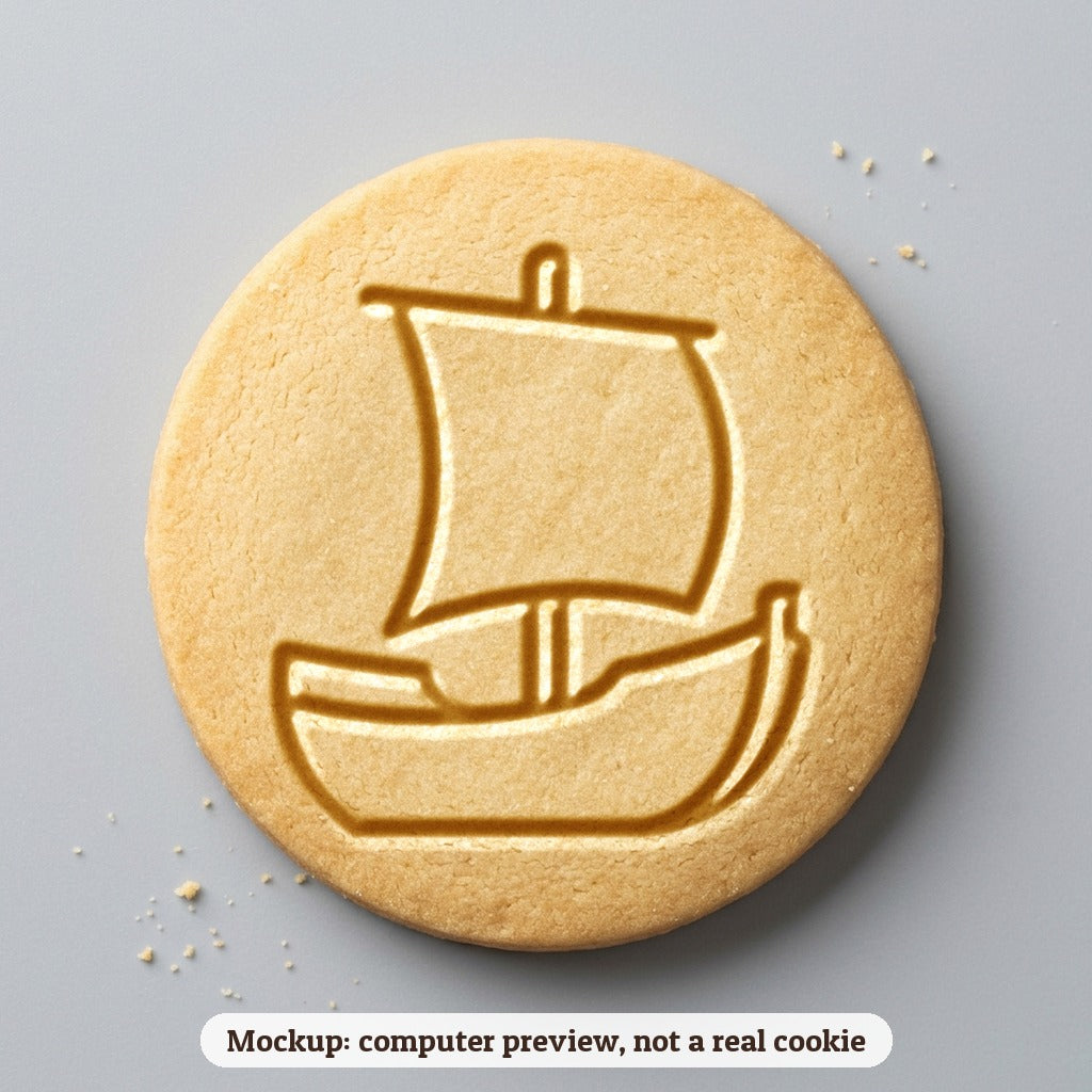 Mayflower Ship cookie stamp - cookie mockup, a computer preview, not a real cookie