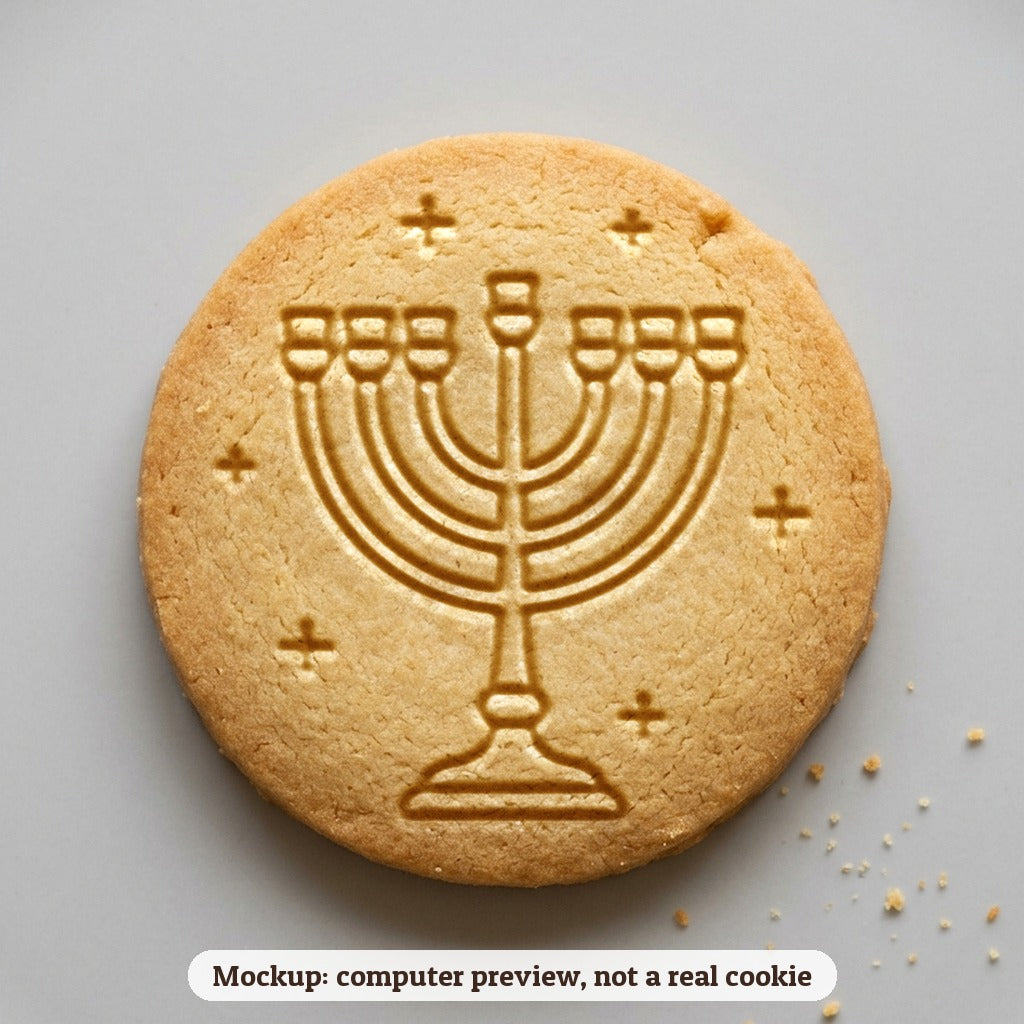 Menorah cookie stamp - cookie mockup, a computer preview, not a real cookie