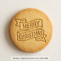 Merry Christmas Banner cookie stamp - cookie mockup, a computer preview, not a real cookie