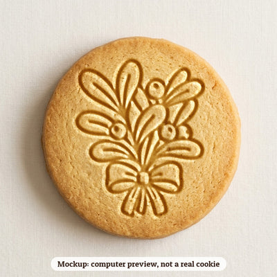Mistletoe cookie stamp - cookie mockup, a computer preview, not a real cookie