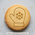 Mitten with a Snowflake cookie stamp - cookie mockup, a computer preview, not a real cookie