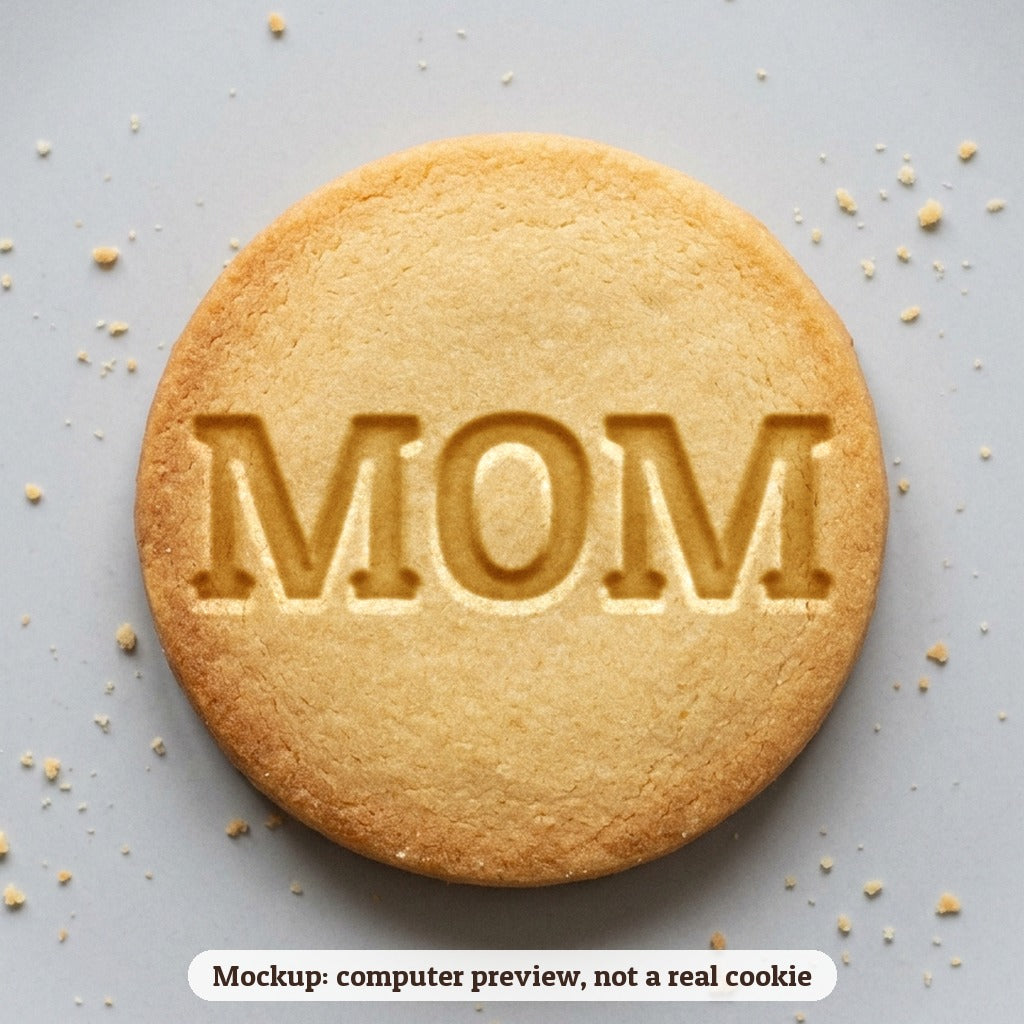 Mom cookie stamp - cookie mockup, a computer preview, not a real cookie