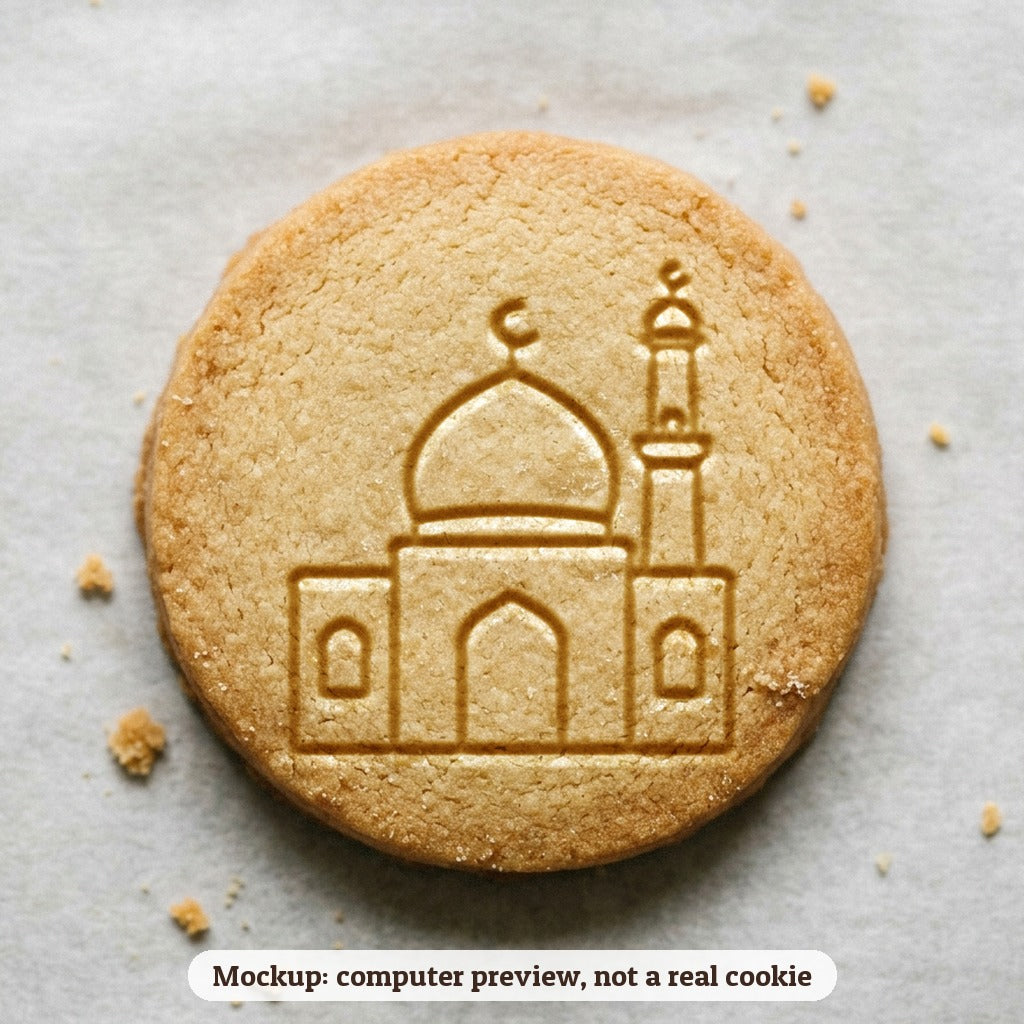 Mosque cookie stamp - cookie mockup, a computer preview, not a real cookie