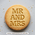 Mr and Mrs cookie stamp - cookie mockup, a computer preview, not a real cookie